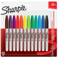 Sharpie Permanent Markers - Fine Tip - Assorted Colours - 12 Pack-Pen-style permanent marker with a fine point