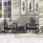 Outsunny Rattan Bistro Set with Rocking Chairs-Features 6.3” (16cm) tufted back cushions and 3.1” (8cm) seat cushions with zippers 
