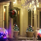 HOMCOM 2' Pre-Lit Artificial Christmas Tree 2-Piece Set - Green-White end branches create a snowy effect without the mess 