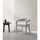 Manhattan Comfort Aspen 23.2" Mid-Century Modern Tweed Upholstered Dining Armchair - Silver Lining-Frame Made of Kiln Dried Birch Wood with Dowelled Joints and Reinforced Corners