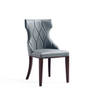 Manhattan Comfort Reine 19.7" Traditional Faux Leather Upholstered Dining Chairs - Pebble Grey - Set of 2-Elegant Diamond Stitching