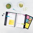 Brownline 2026 PlannerPlus Daily Planner with Sticky Notes - 8" x 5" - Black - English-Certified under FSC license code: FSC C102682. The Forest Stewardship Council enables businesses and consumers to choose products made with materials sourced from responsible forestry, promoting environmentally appropriate, socially beneficial, and economically viable management of the world's forests