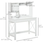 HOMCOM 41.3" Computer Desk with Storage - White-Comfortable desk height and space for easy work sessions