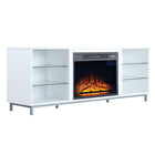 Manhattan Comfort Brighton 60" Modern Fireplace - Black and White - Set of 2-Electric Fireplace with Remote Control for Changes on Visual Glow and Heat. Flame Control on 3 Levels: Low, Medium, High. Fireplace Appearance Ranges from Low Logs Glow to High Logs glow