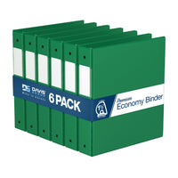 Davis Group Premium Economy Binder - D Ring - 1.5" - Green - 6 Pack-3 Ring Binder