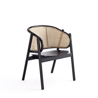 Manhattan Comfort Versailles 23.62" Industry Chic Accent Armchair - Black and Natural Cane-Modern - Industry Chic Cane Accent Chair Perfect for Living and Dining Room Use