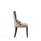 Manhattan Comfort Grand 18.5" Traditional Faux Leather and Velvet Upholstered Dining Chair - Tan - Set of 4-Option to Purchase with Matching Armchairs