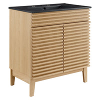 Modway Render 30" Bathroom Vanity - Oak/Black-Mid-Century Modern Style