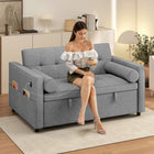 HOMCOM Pull Out Sleeper Sofa Bed with USB Ports - Grey-Seven-position adjustable backrest offers personalized comfort for any activity