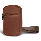 Champs Onyx Leather Holster Crossbody Bag - Brown-Front zip pocket