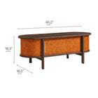 Modway Coralie Curved Vegan Leather Oval Coffee Table - Walnut Tan-Wood Grain Laminate