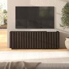 Hudson&Canal Molly Rectangular Fluted TV Stand for TV's up to 75" - Brown Oak-Constructed of sturdy MDF and PVC materials in a handcrafted brown oak finish