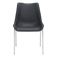 Zuo Magnus Dining Chair - Black/Silver - Set of 2-Plush and durable faux leather fabric