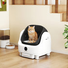 PawHut Open-Top Self Cleaning Cat Litter Box - White-Suitable for cats weighing 2-11 lbs (1-5 kg) 
