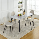 Homy Casa Charlton Upholstered Dining Chair - Ivory Beige Fabric  with Black Metal Legs - 4 Pack-Compact Dimensions: The chair stands at 33.9" in height, fitting well in small to medium-sized spaces.