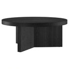 Hudson&Canal Holm 36"W Round Coffee Table - Black Grain-Tabletop features a weight capacity of 60 lbs
