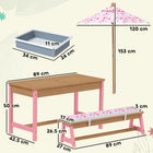 Qaba Kids Wooden Picnic Table with Removable Umbrella - Pink-Includes two foldable storage boxes for easy organisation