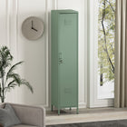 Manhattan Comfort Naomi 15" Modern Single Locker Storage Cabinet - Green-1 Vented Standard Door with a Long Rounded Metal Strip Handle and Lock. Key Included