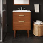 Modway Cassia 24" Teak Wood Bathroom Vanity Cabinet - Natural-Non-Marking Foot Caps