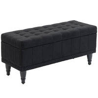 HOMCOM Flip Top Storage Ottoman Bench for End of Bed - Black-Elegant and chic, this bench enhances any living space; 
