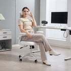 Vinsetto Mesh Office Chair with Headrest and 4D Lumbar Support - White-Adjustable seat height to fit your sitting style