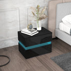 HOMCOM LED Nightstand with 2 Drawers - Black-Choose from 60,000 colours, adjust brightness and set timers, or sync with music and flashing modes for any mood