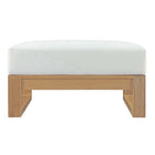 Modway Upland Outdoor Patio Teak Ottoman - Natural/White-Water and UV resistant cushions