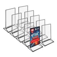 Azar Desktop/Countertop Top/Side Loading Acrylic Card Holder - Clear - 10 Pack (152792-BLK-10PK)-Sold in Packs of 10