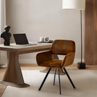 Homy Casa Swivel Office Reception Chairs - Suede Brown Fabric - 2 Pack-Padded seat with high-density foam for long-lasting comfort.