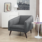 Modway Slide Upholstered Fabric Armchair - Grey-Solid Rubberwood Legs