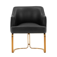 Manhattan Comfort Raya 25.2" Modern Leatherette Upholstered Dining Armchair - Black-Modern Dining Chair for Dining Room and Task Chair Usage