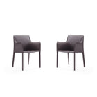 Manhattan Comfort Paris 21.65" Modern Leatherette Upholstered Dining Armchair - Grey - Set of 2-Modern Dining Chair Perfect for Dining and Home Office Use. Set of 2