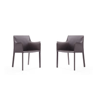 Manhattan Comfort Paris 21.65" Modern Leatherette Upholstered Dining Armchair - Grey - Set of 2-Modern Dining Chair Perfect for Dining and Home Office Use. Set of 2