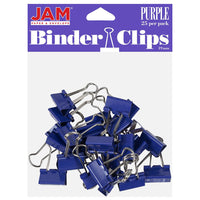 JAM Paper Colourful Binder Clips - Small - 3/4" - Purple - 25 Pack- Colour: Purple | Made of tempered steel for an extra strong hold