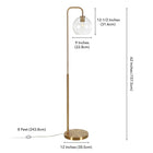 Hudson&Canal Harrison Arc Floor Lamp with Glass Shade - Brass/Clear-Product Dimensions: 12" L x 12" W x 62" H