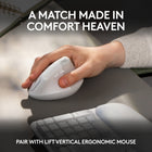 Logitech Wave Keys Wireless Ergonomic Keyboard with Cushioned Palm Rest - Off White-Plastic parts in Wave Keys include certified post-consumer recycled plastic (Graphite: 61%, Off-White: 46%) What’s more, Wave Keys is certified carbon neutral