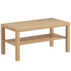 HOMCOM 2 Tier Coffee Table with Storage Shelf for Living Room - Natural Wood-Made of solid MDF and honeycomb board with a veneered finish that is wear- and stain-resistant