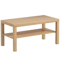 HOMCOM 2 Tier Coffee Table with Storage Shelf for Living Room - Natural Wood-Made of solid MDF and honeycomb board with a veneered finish that is wear- and stain-resistant