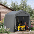 Outsunny Garden Heavy Duty Bike Storage Shed - 9.2' x 7.9' - Dark Grey-Strong metal frame maintains the structure securely 