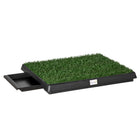 PawHut 20" L Dog Grass Pad with Tray and Artificial Grass for Dogs - Green-Lightweight, portable 