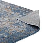 Modway Minu Distressed Floral Lattice Area Rug - 4 ft W x 6 ft L - Blue Grey Yellow/Orange-High Density / Machine-Woven