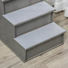 PawHut 21.3" H Pet Stairs for High Bed - Grey-Material: MDF, Short Plush 