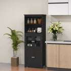 HOMCOM 63" H Buffet Cabinet with Hutch and Adjustable Shelf - Black-Adjustable shelf in the lower cabinet allows for easy and organized storage for items of different sizes 