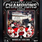 Frameworth Carolina Hurricanes 2026 Stanley Cup Champions Nikolaj Ehlers PhotoGlass Facsimile Signature Edition - 18" W x 22" H-Officially licensed NHL and NHLPA photo: Nikolaj Ehlers 16x20 PhotoGlass Frame Carolina Hurricanes 2026 Stanley Cup Champions Shield Design Facsimile Signature Edition for Carolina Hurricanes fans and collectors