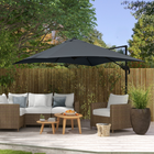 Outsunny Cantilever Umbrella with 4-Position Tilt and Rotation - 10' x 10' - Dark Grey-Canopy rotates 360 degrees by the pedal to cover you all day long