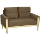 HOMCOM 53" Loveseat Sofa with Solid Wood Legs - Brown-Thick high-density cushions with pocket springs deliver cloud-like comfort
