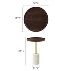 Modway Amina Round Acacia Wood Side Table - White/Walnut-Iron Rod