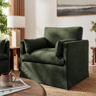 Modway Wellfleet Slipcovered Linen-Blend Armchair - Sage-Two Throw Pillows