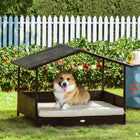 PawHut Wicker Dog House with Removable Cushion - Cream White-Ideal for the courtyard, garden, balcony, patio, or indoors, a great addition to your wicker furniture set 