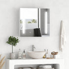 Kleankin LED Lighted Medicine Cabinet with Smart Touch Mirror - White-Mirror outside for better preparation for morning makeup or shaving 